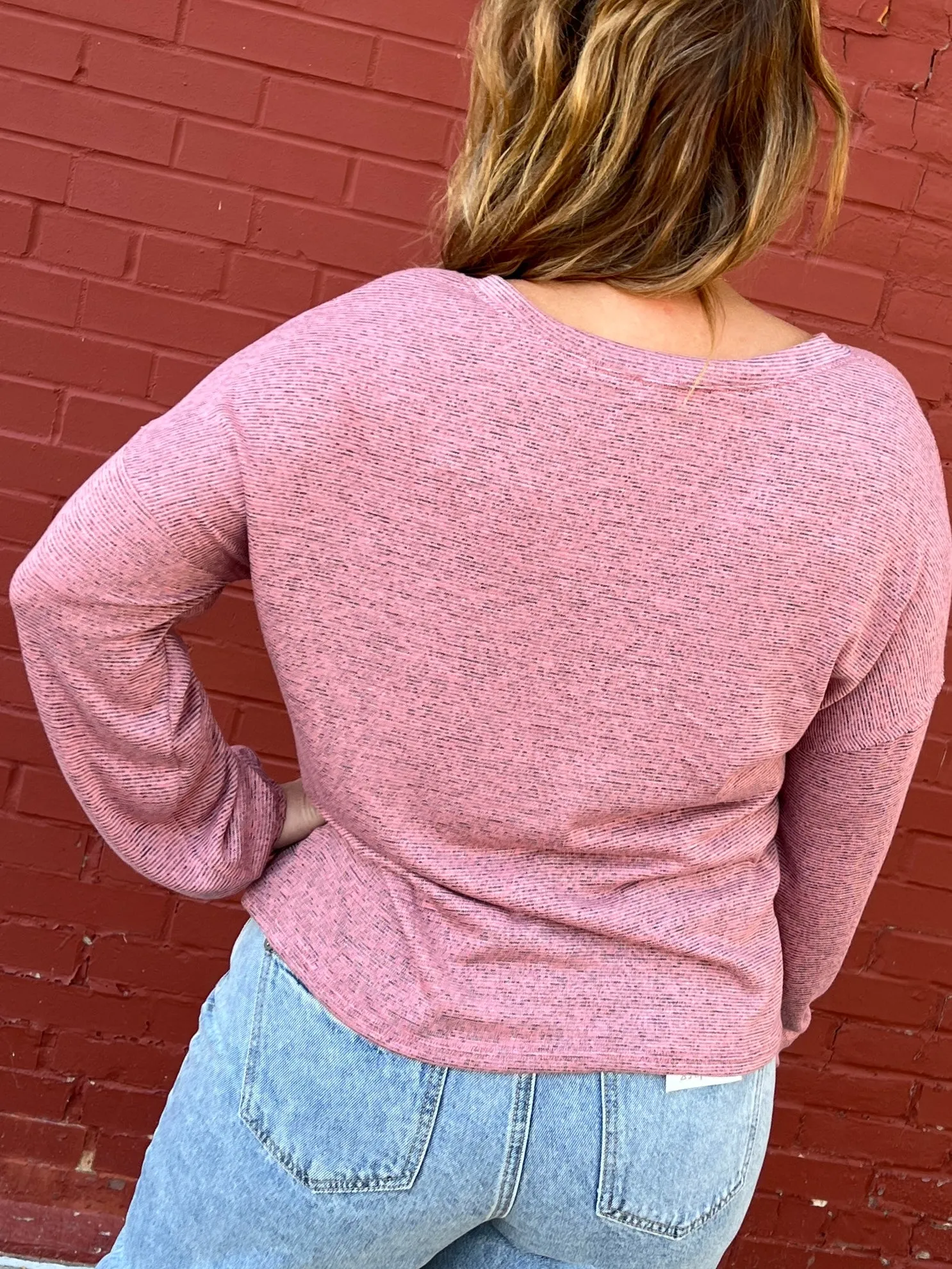 Mauve Heathered Henley