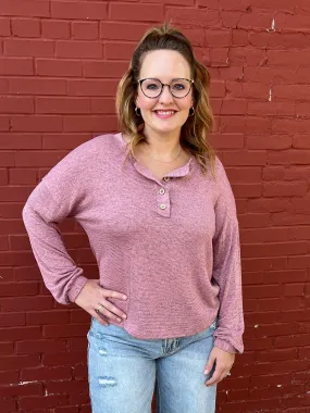 Mauve Heathered Henley