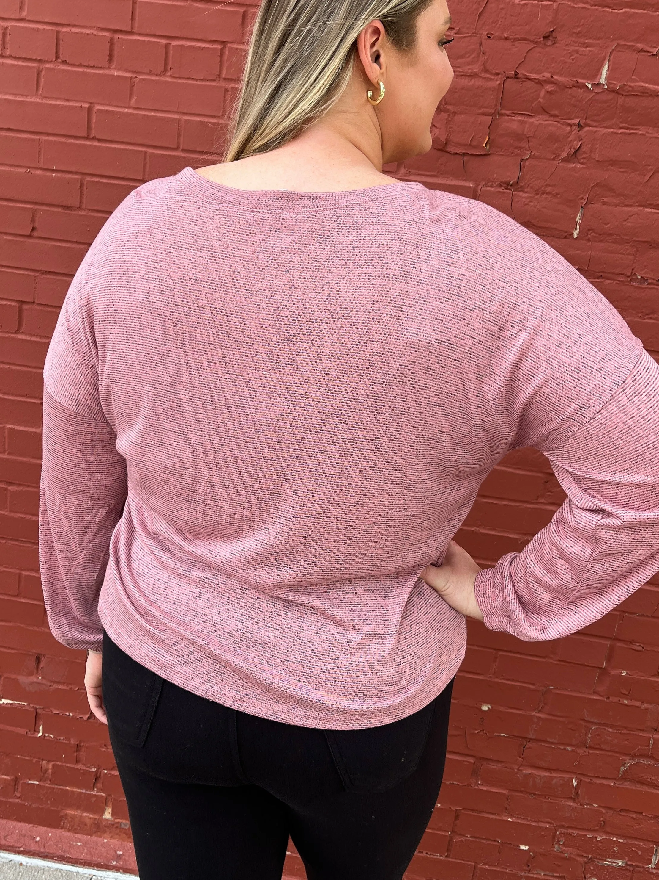 Mauve Heathered Henley
