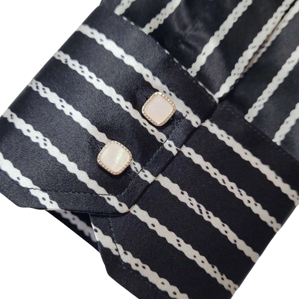 Mens Black Stripe Silk Shirt