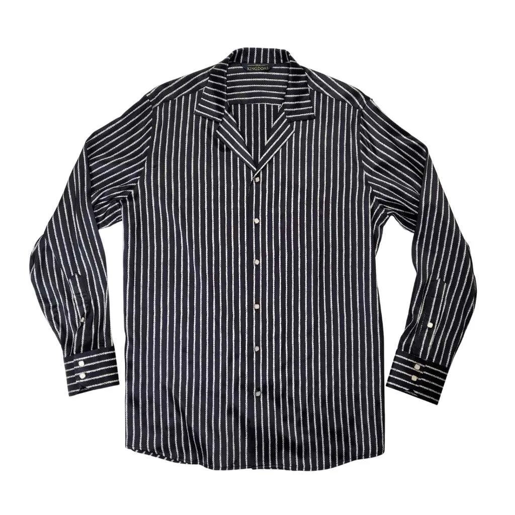 Mens Black Stripe Silk Shirt