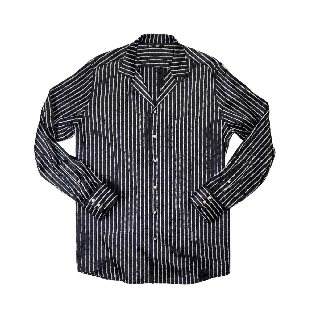 Mens Black Stripe Silk Shirt