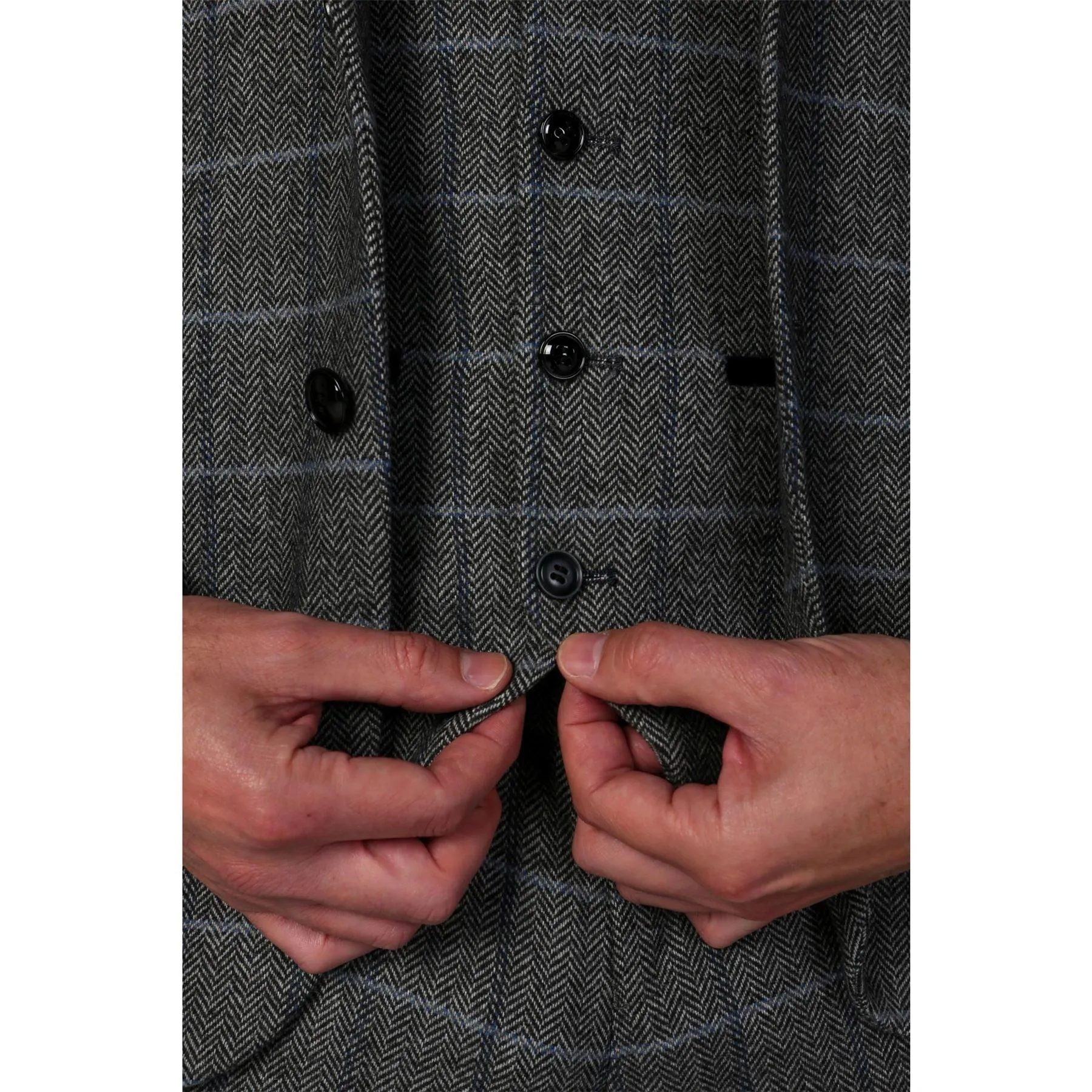 Men's Grey Waistcoat Tweed Herringbone Wool Blend Vest