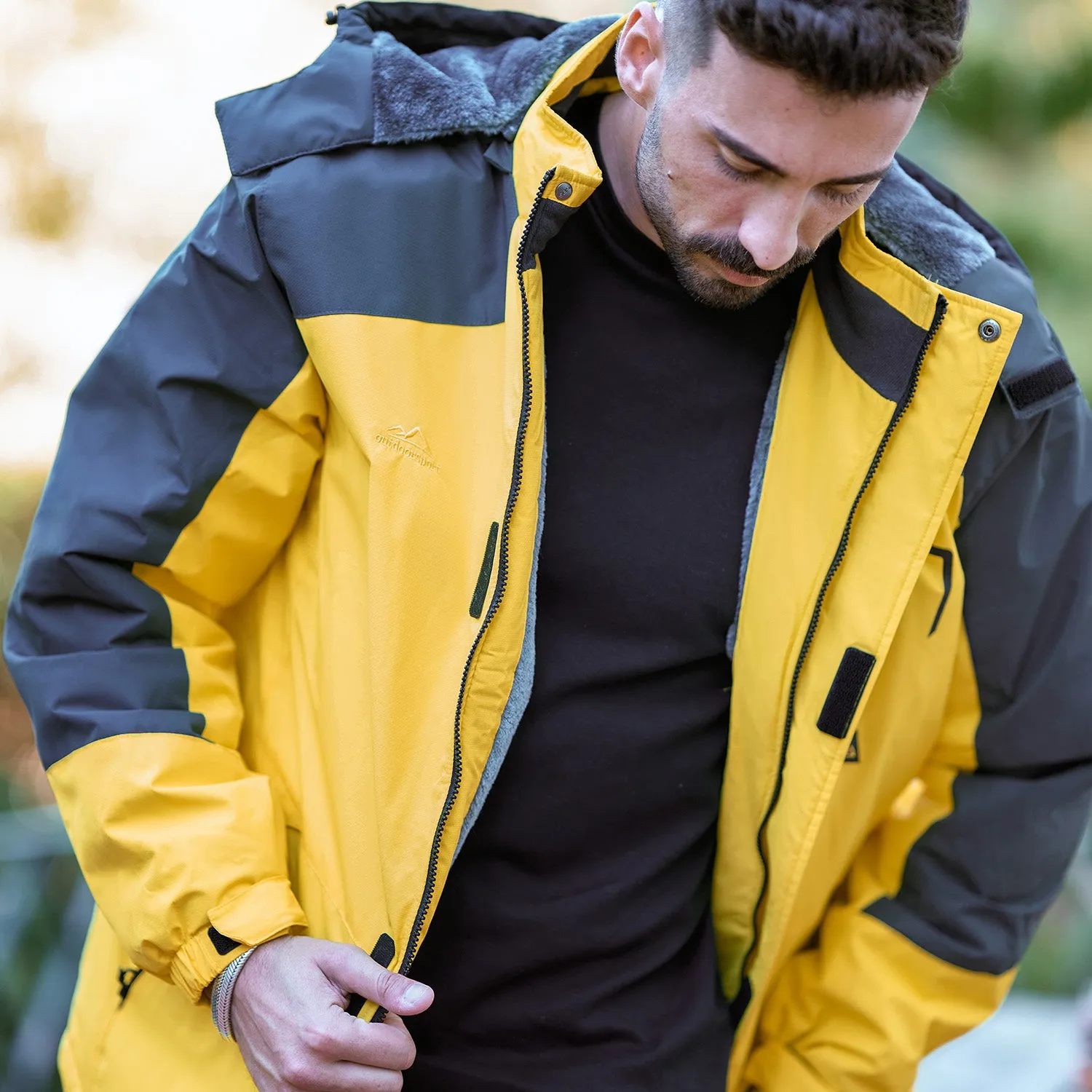 Men's Water-Repellent Winter Ski Jacket with Fleece Lining