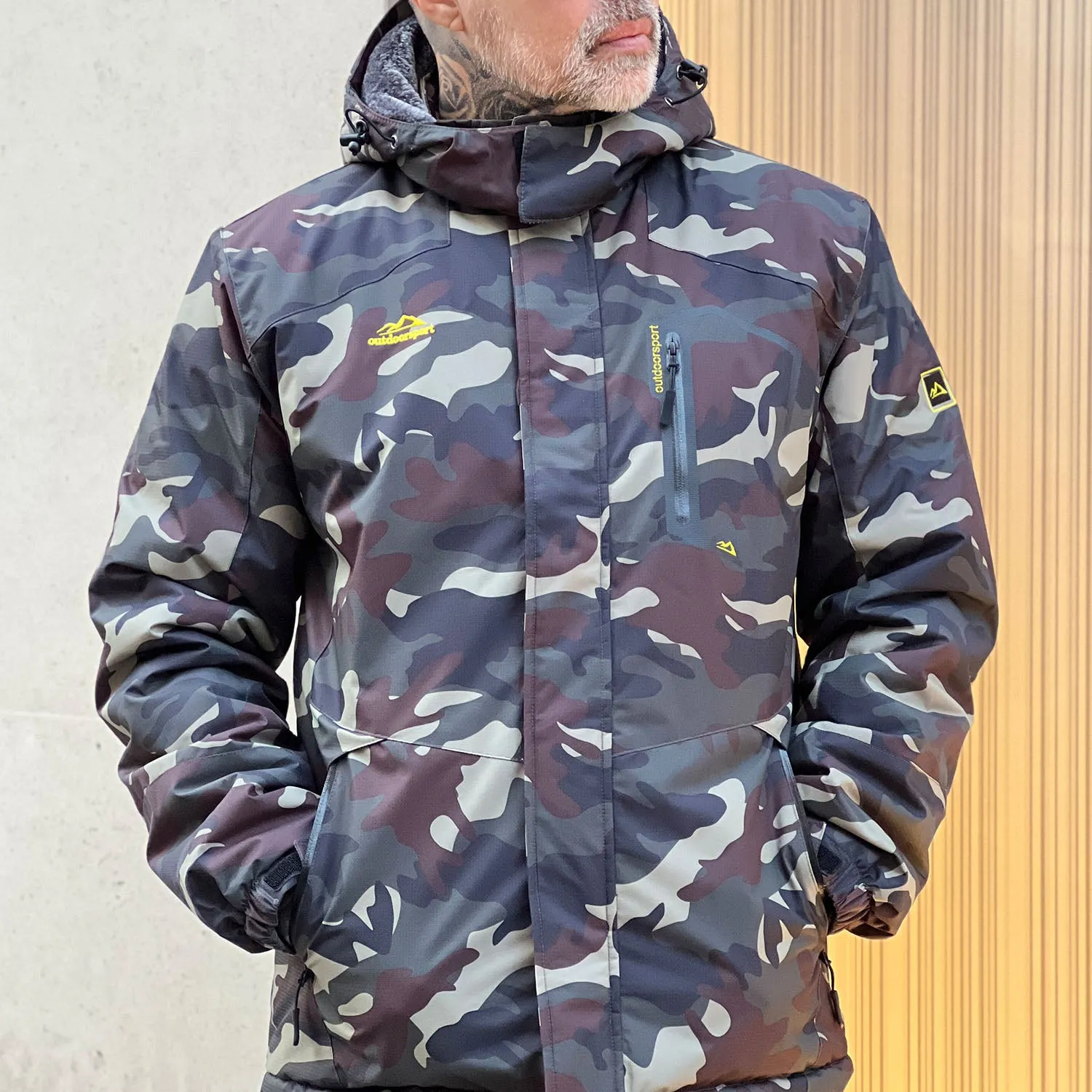 Men's Water-Repellent Winter Ski Jacket with Fleece Lining