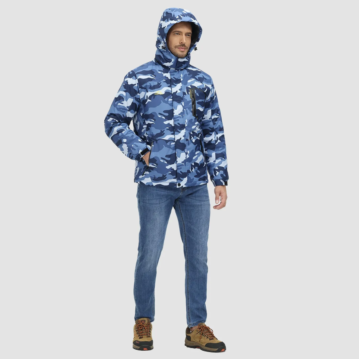 Men's Water-Repellent Winter Ski Jacket with Fleece Lining