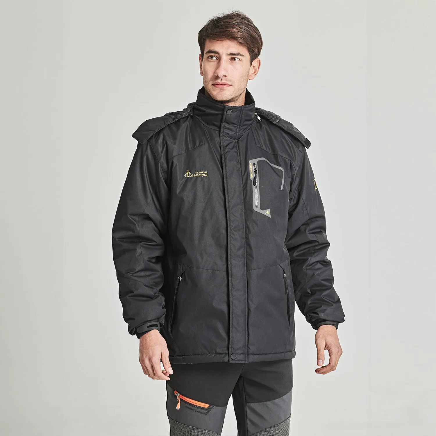 Men's Water-Repellent Winter Ski Jacket with Fleece Lining