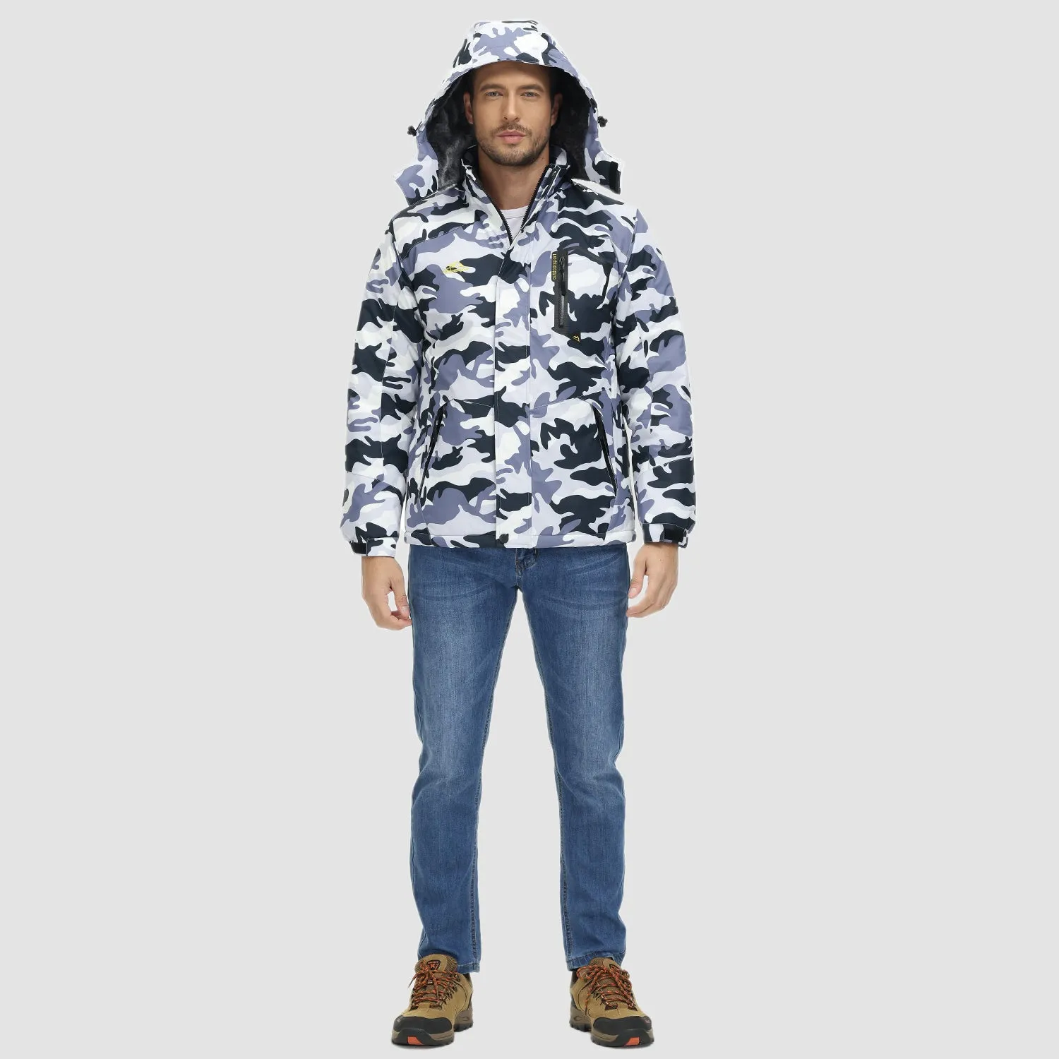 Men's Water-Repellent Winter Ski Jacket with Fleece Lining