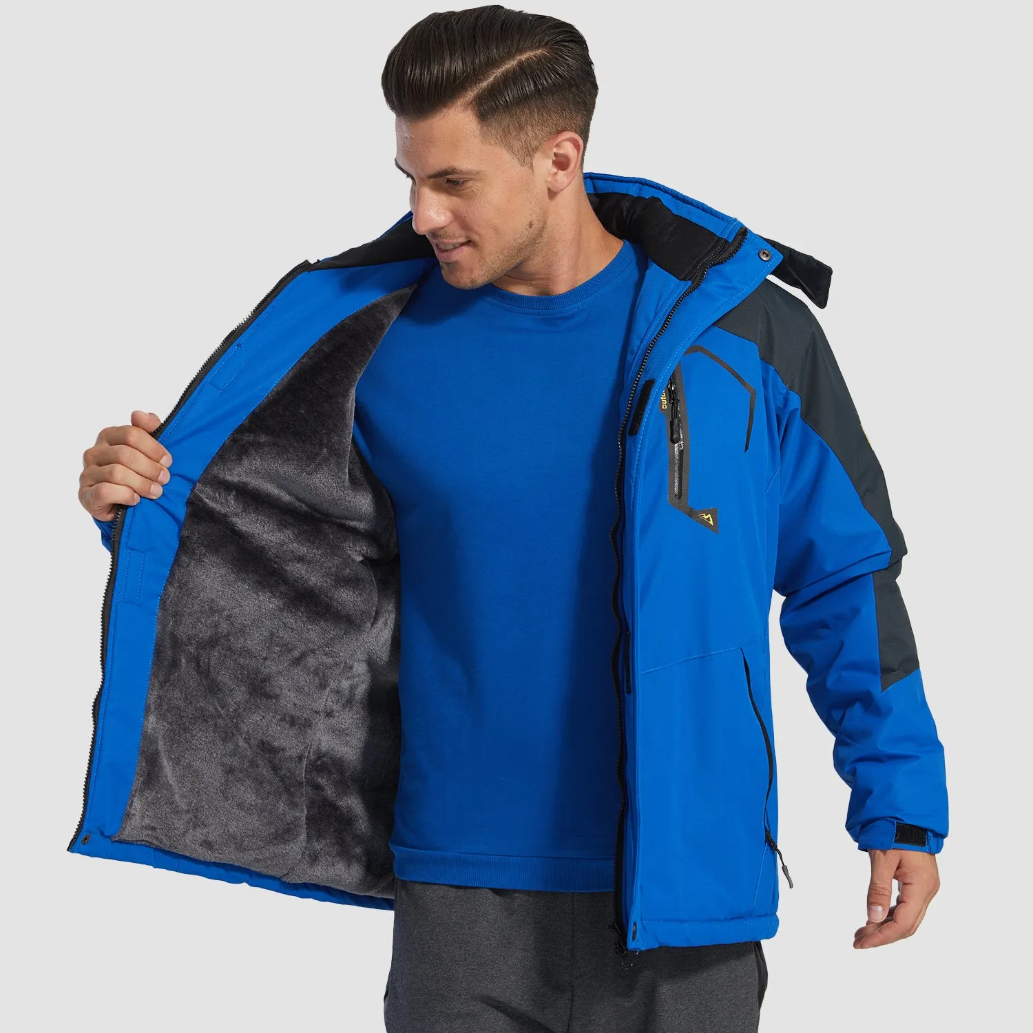 Men's Water-Repellent Winter Ski Jacket with Fleece Lining
