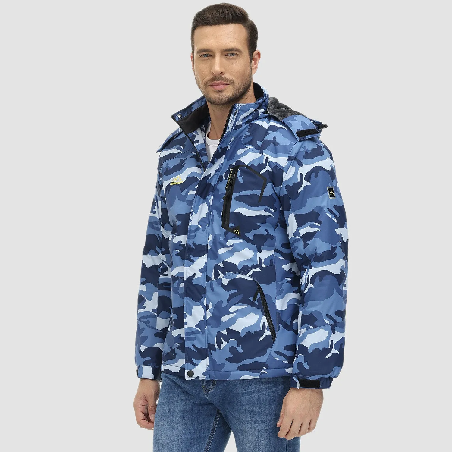 Men's Water-Repellent Winter Ski Jacket with Fleece Lining