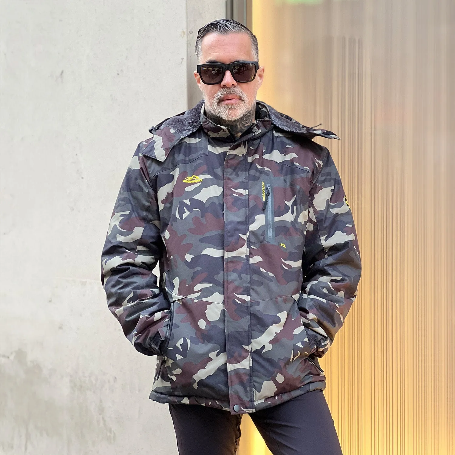 Men's Water-Repellent Winter Ski Jacket with Fleece Lining