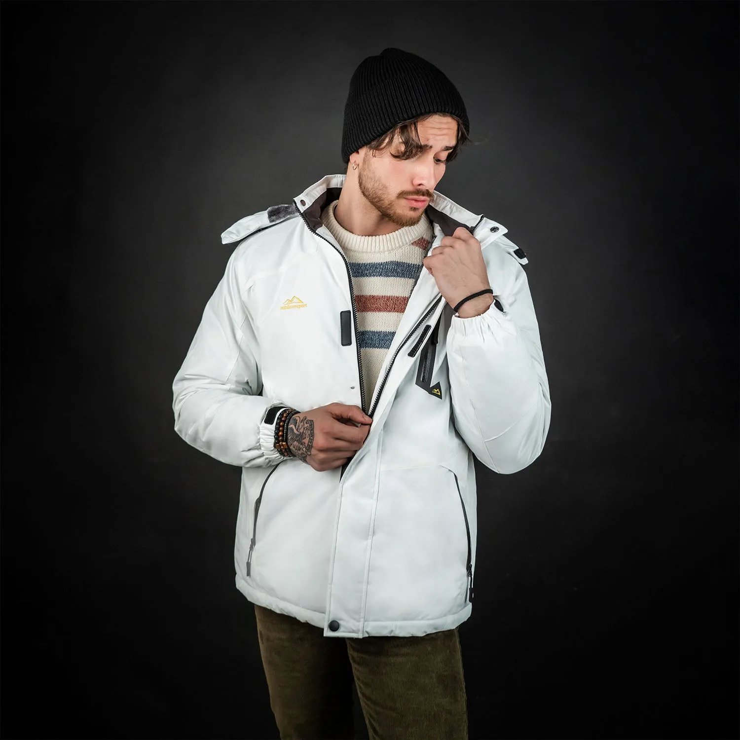 Men's Water-Repellent Winter Ski Jacket with Fleece Lining