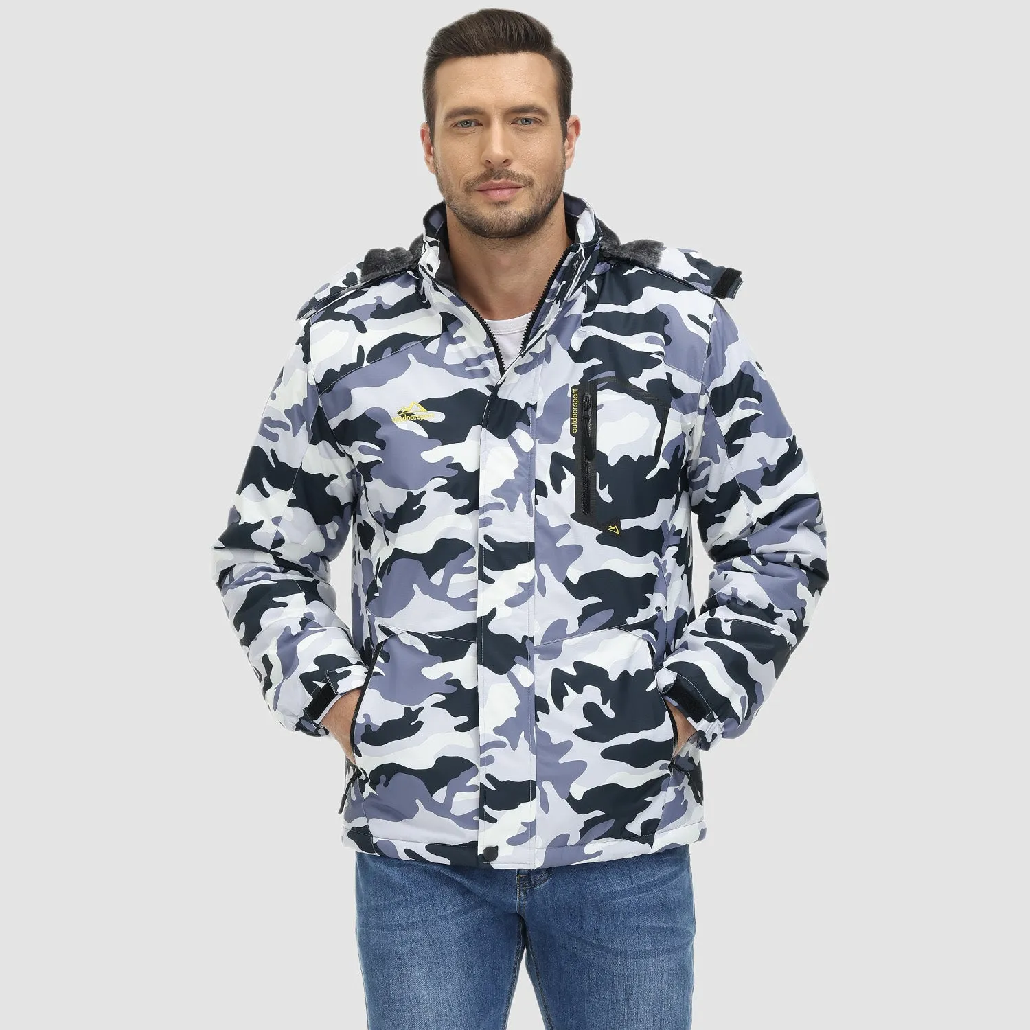 Men's Water-Repellent Winter Ski Jacket with Fleece Lining