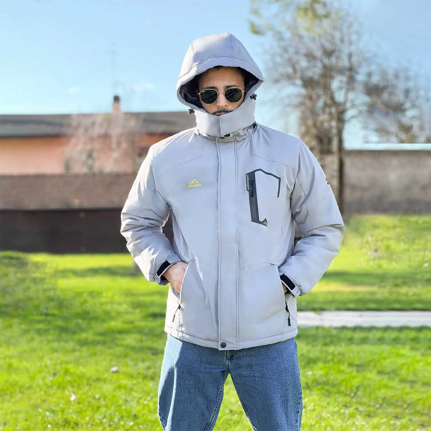 Men's Water-Repellent Winter Ski Jacket with Fleece Lining
