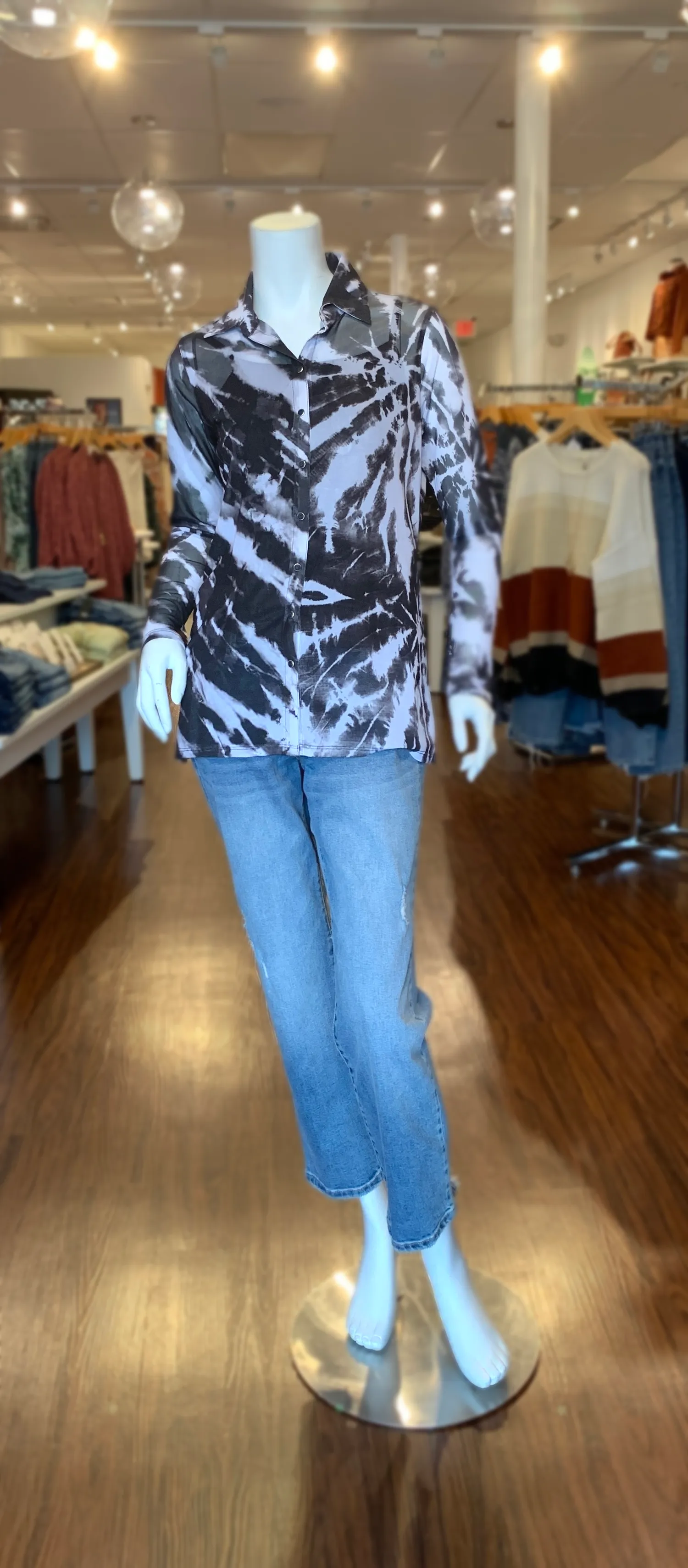 Mesh Shirt with Cami - Coal