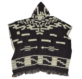 Mexican style hand made hooded Blanket poncho