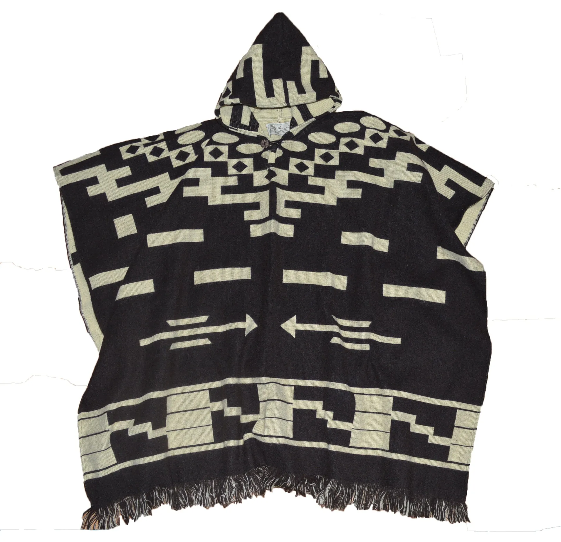 Mexican style hand made hooded Blanket poncho
