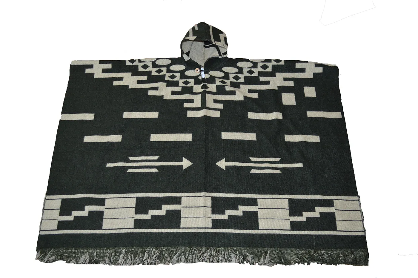 Mexican style hand made hooded Blanket poncho
