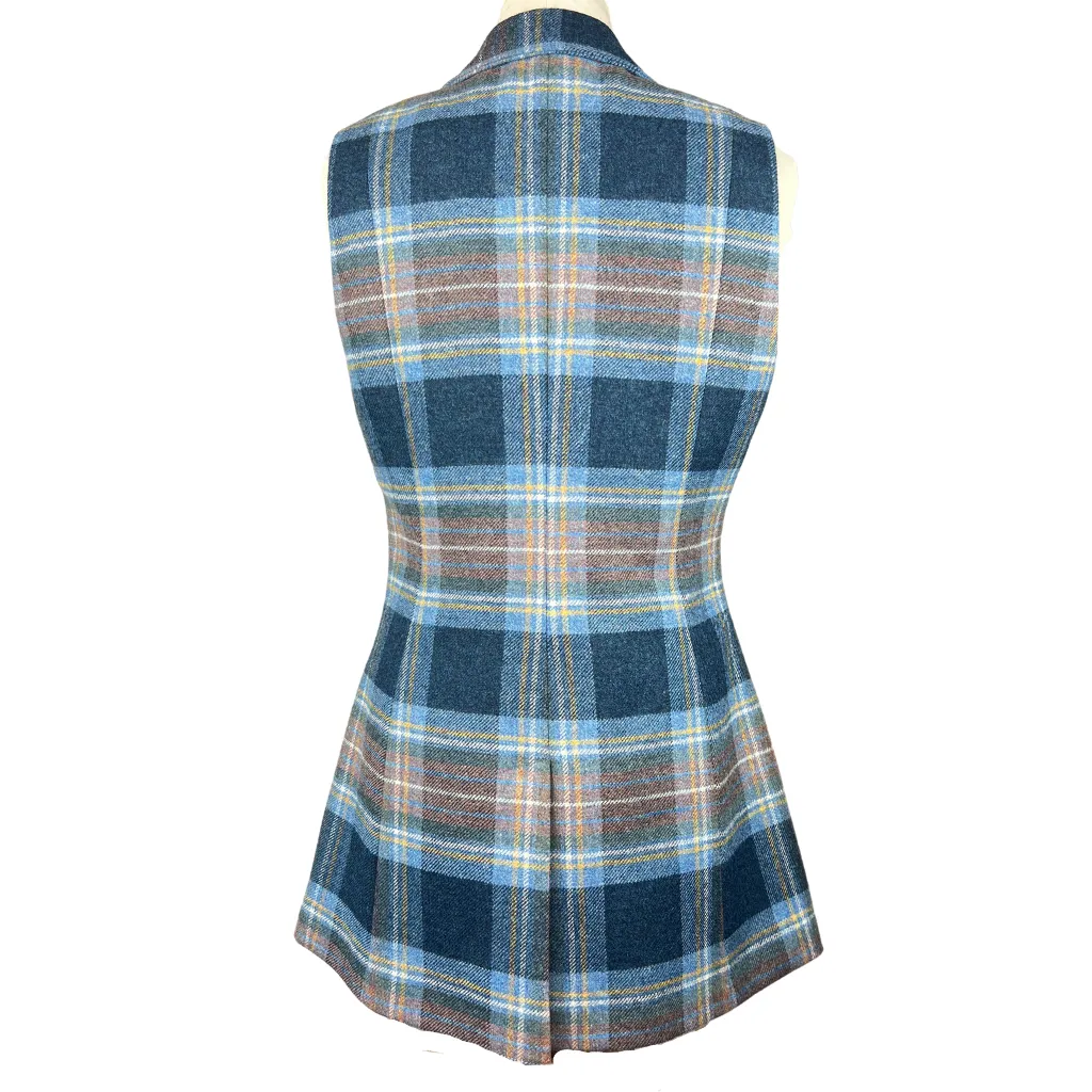 Mill Street Ladies Tweed Waistcoat - Navy Tan Check