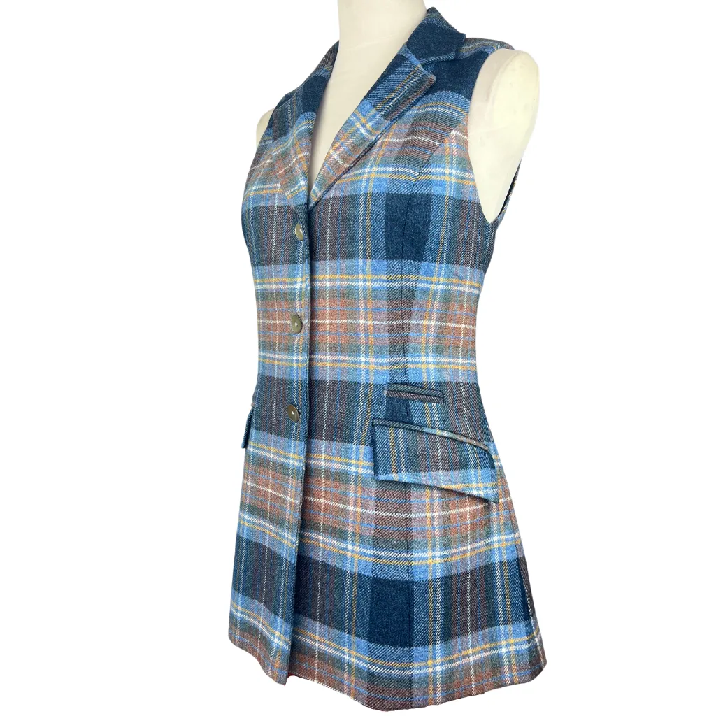 Mill Street Ladies Tweed Waistcoat - Navy Tan Check