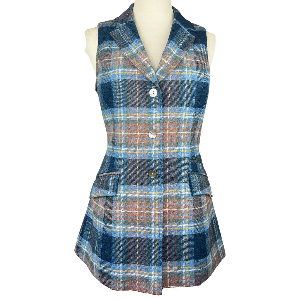 Mill Street Ladies Tweed Waistcoat - Navy Tan Check