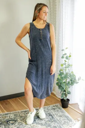 Mineral Wash Midi Dress