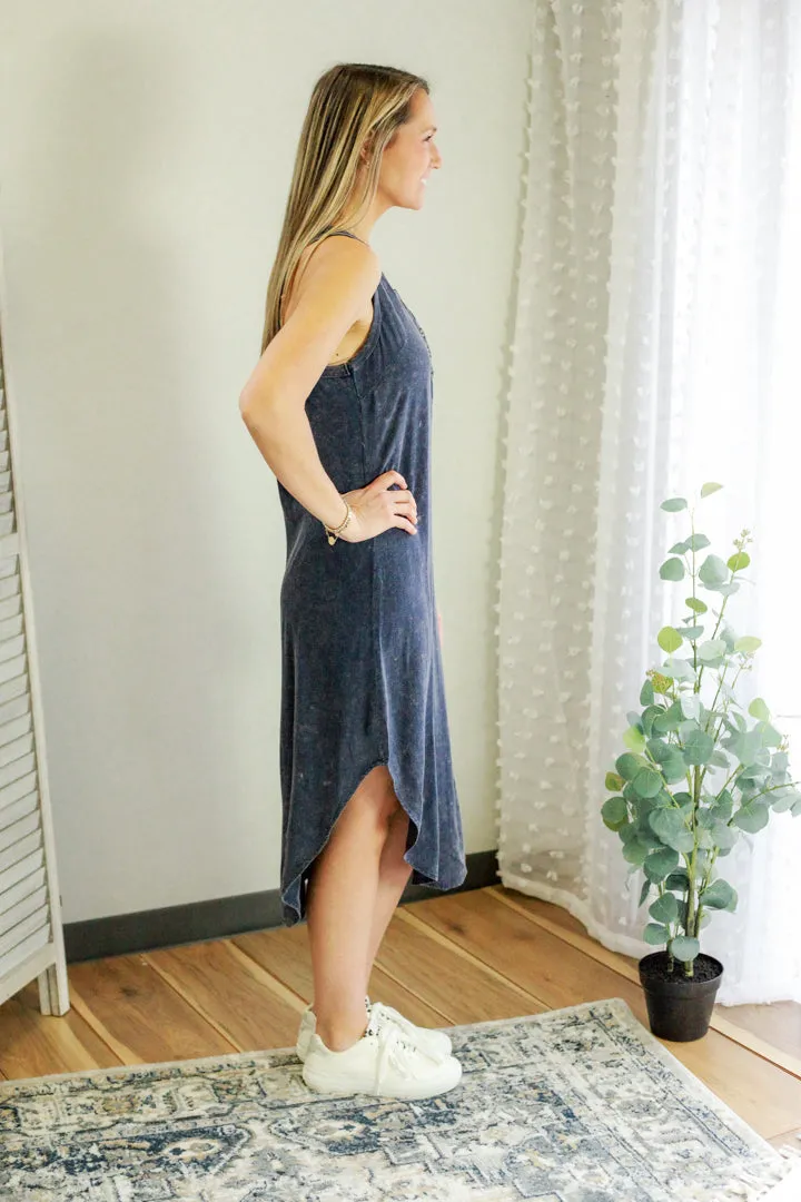 Mineral Wash Midi Dress