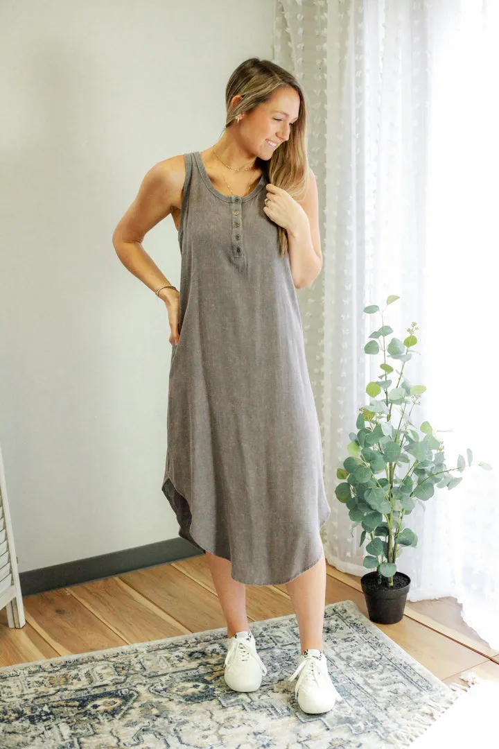 Mineral Wash Midi Dress