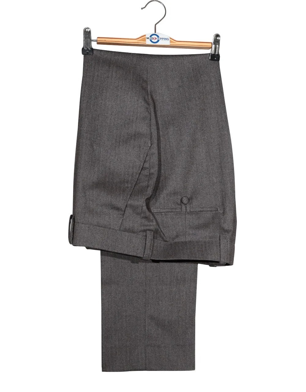 Mod Suit - Brown Grey Herringbone Tweed Suit 2-3 Pockets