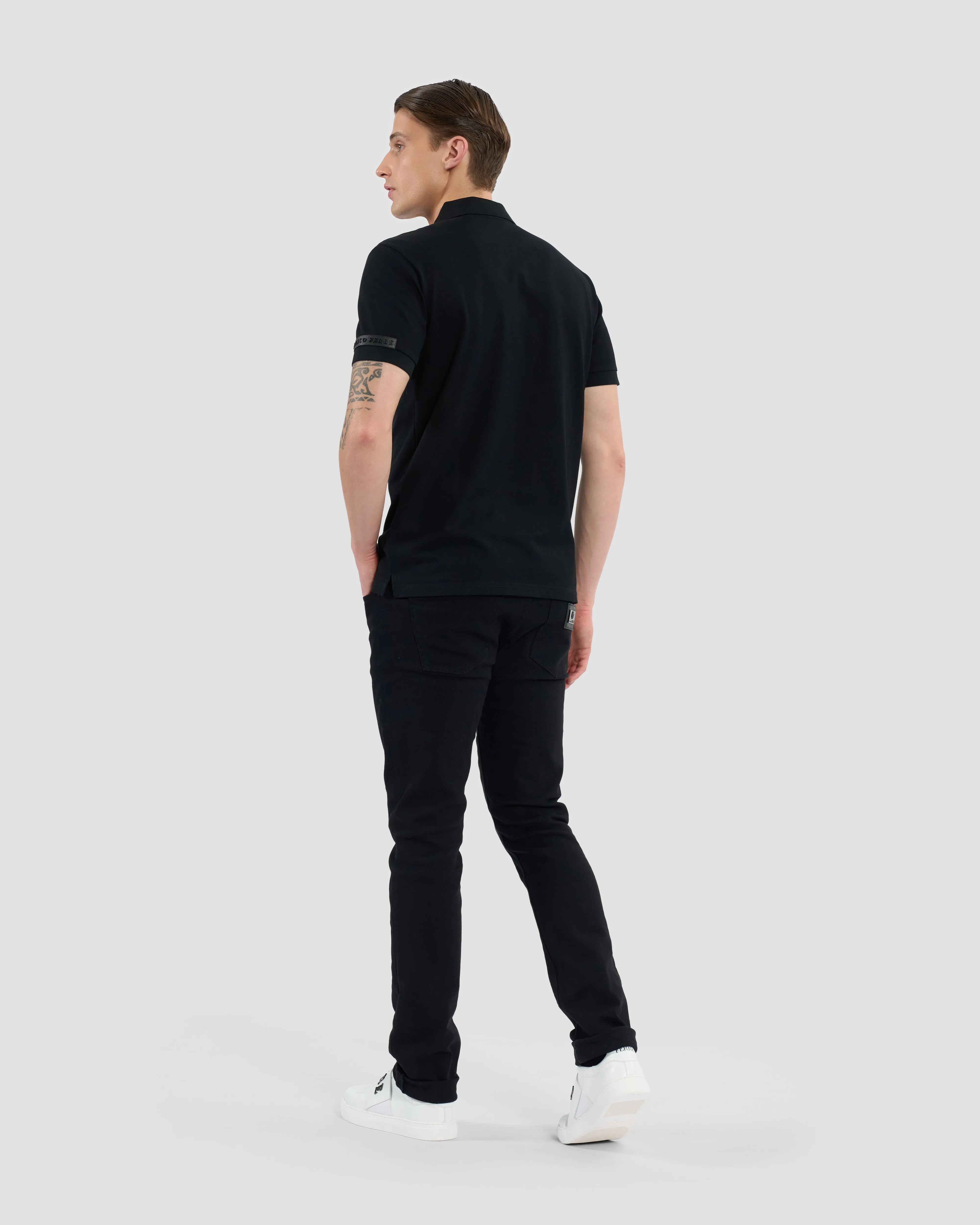 Monochrome Brand Embellished Sleeve Polo Shirt