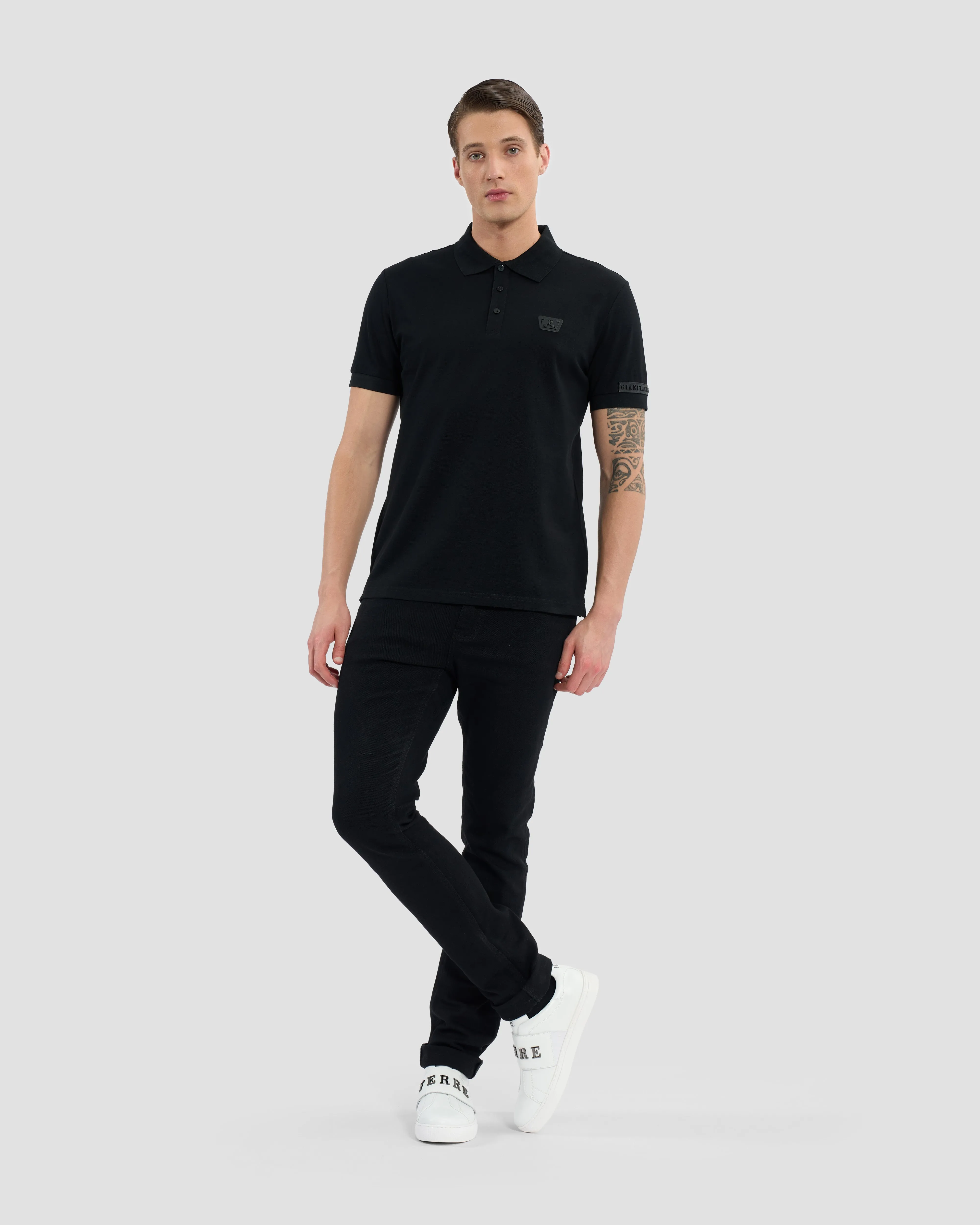 Monochrome Brand Embellished Sleeve Polo Shirt
