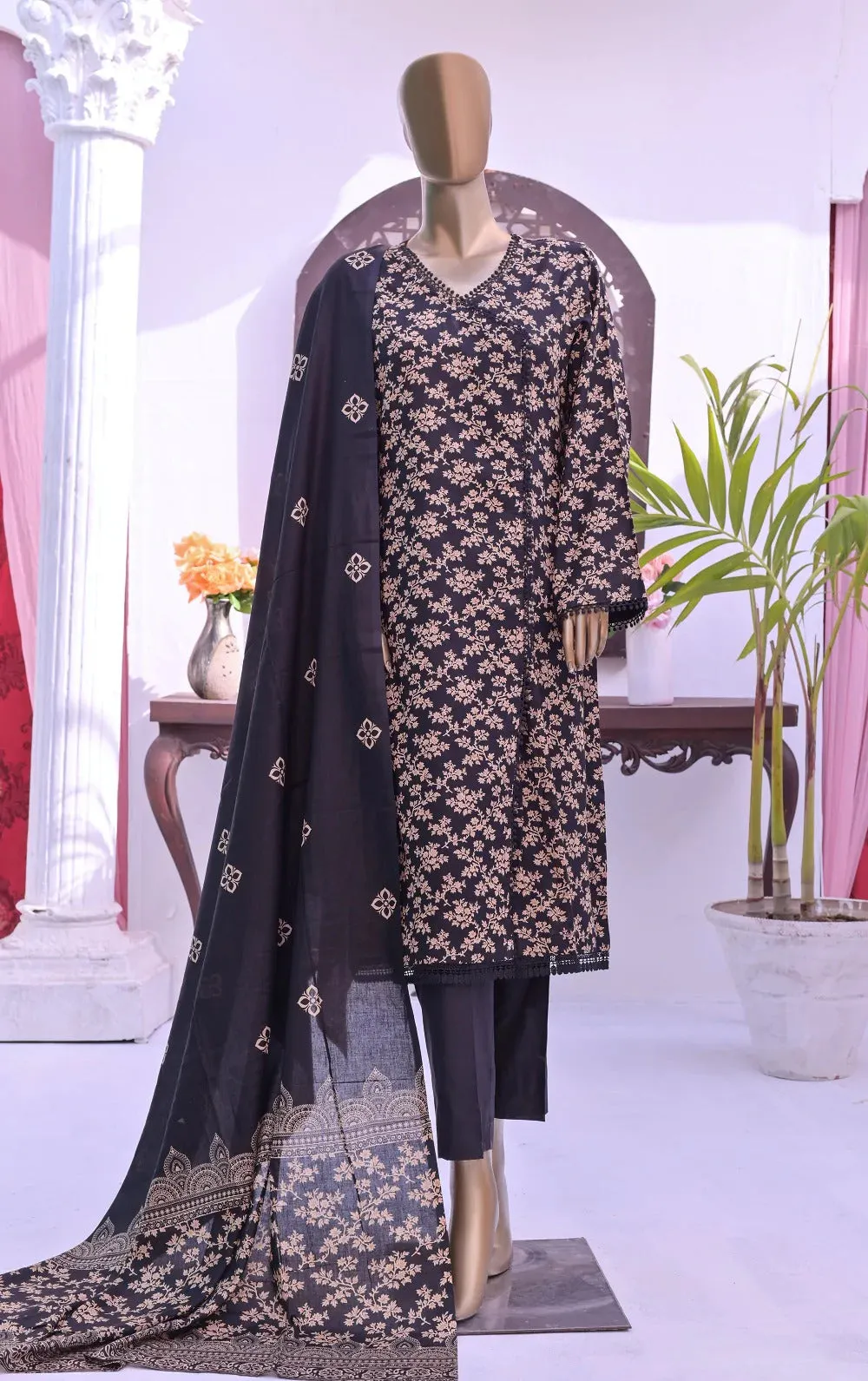 Monochrome by Amna Khadija Unstitched 3 Piece Black & White Lawn Collection'2022-BW-02