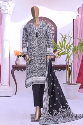 Monochrome by Amna Khadija Unstitched 3 Piece Black & White Lawn Collection'2022-BW-06