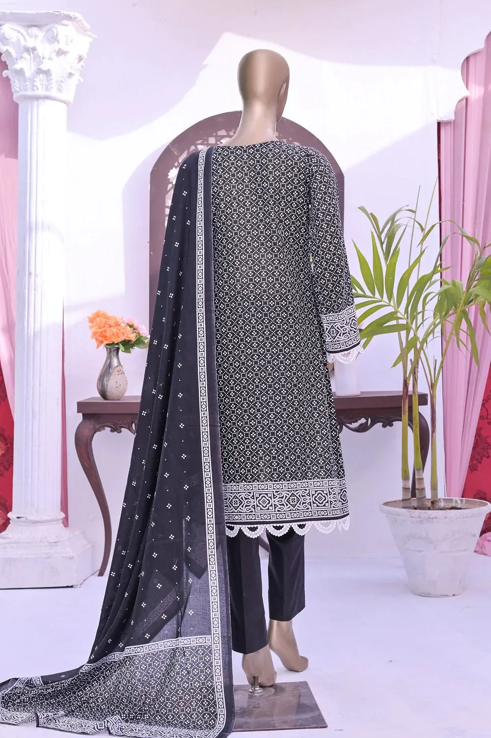 Monochrome by Amna Khadija Unstitched 3 Piece Black & White Lawn Collection'2022-BW-07