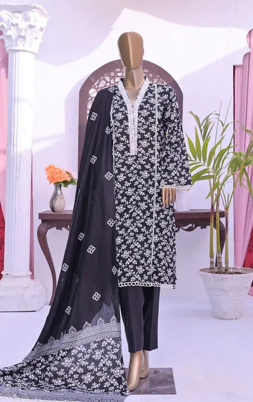 Monochrome by Amna Khadija Unstitched 3 Piece Black & White Lawn Collection'2022-BW-08