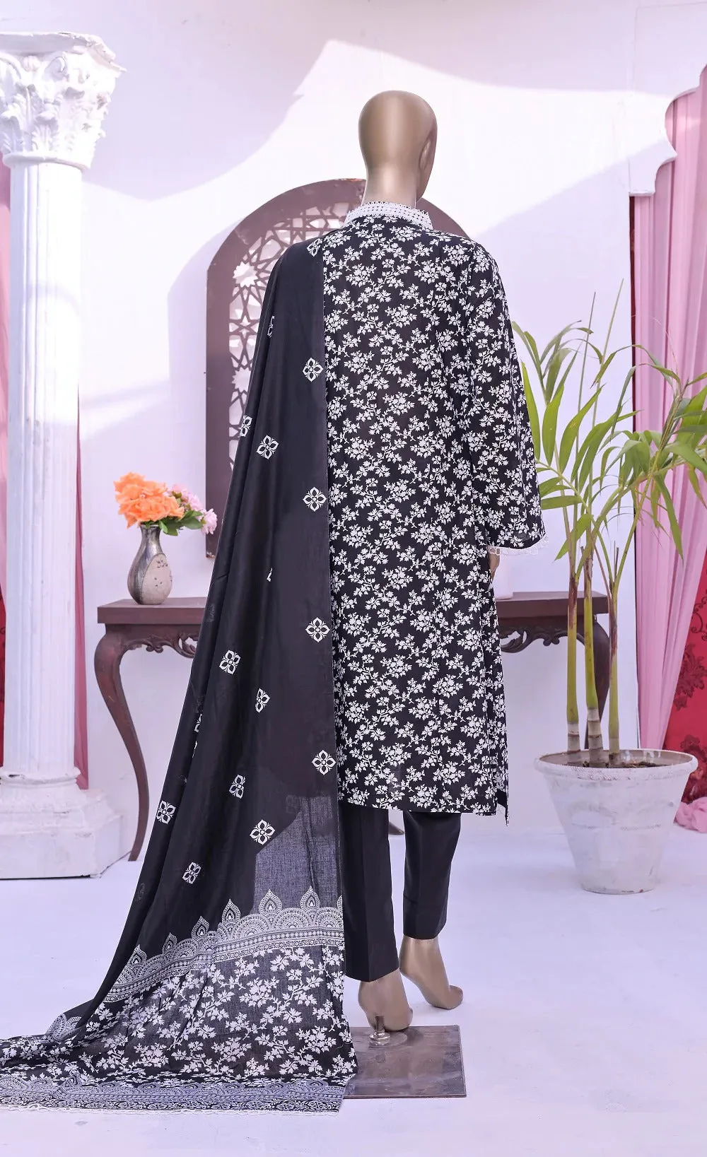 Monochrome by Amna Khadija Unstitched 3 Piece Black & White Lawn Collection'2022-BW-08