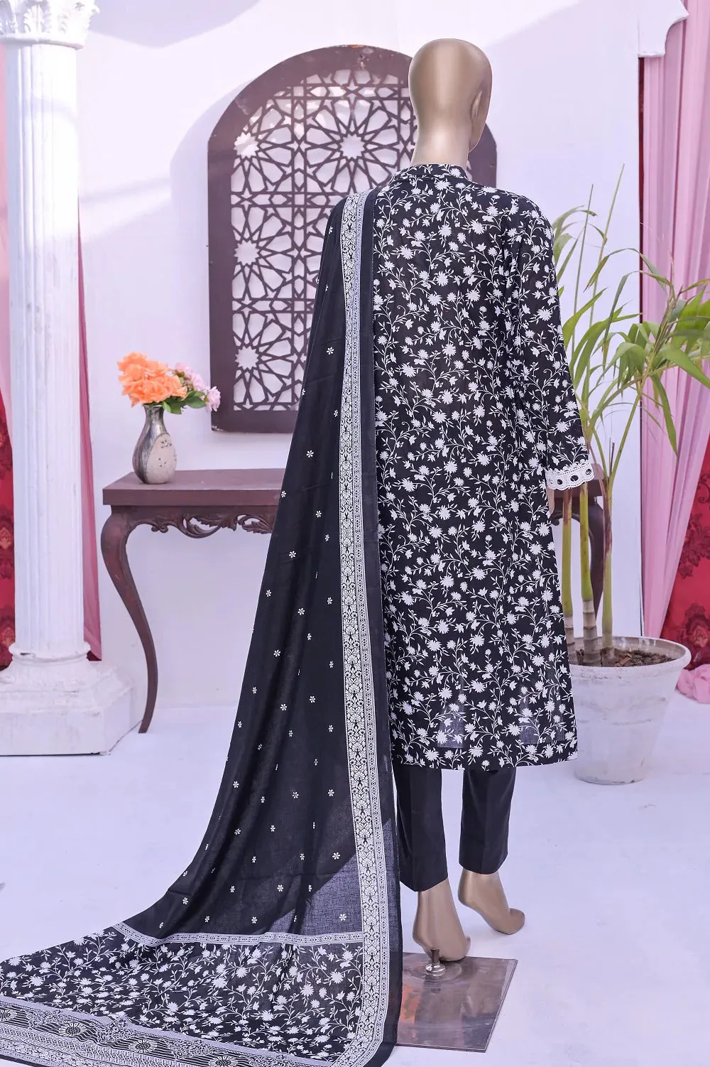 Monochrome by Amna Khadija Unstitched 3 Piece Black & White Lawn Collection'2022-BW-10