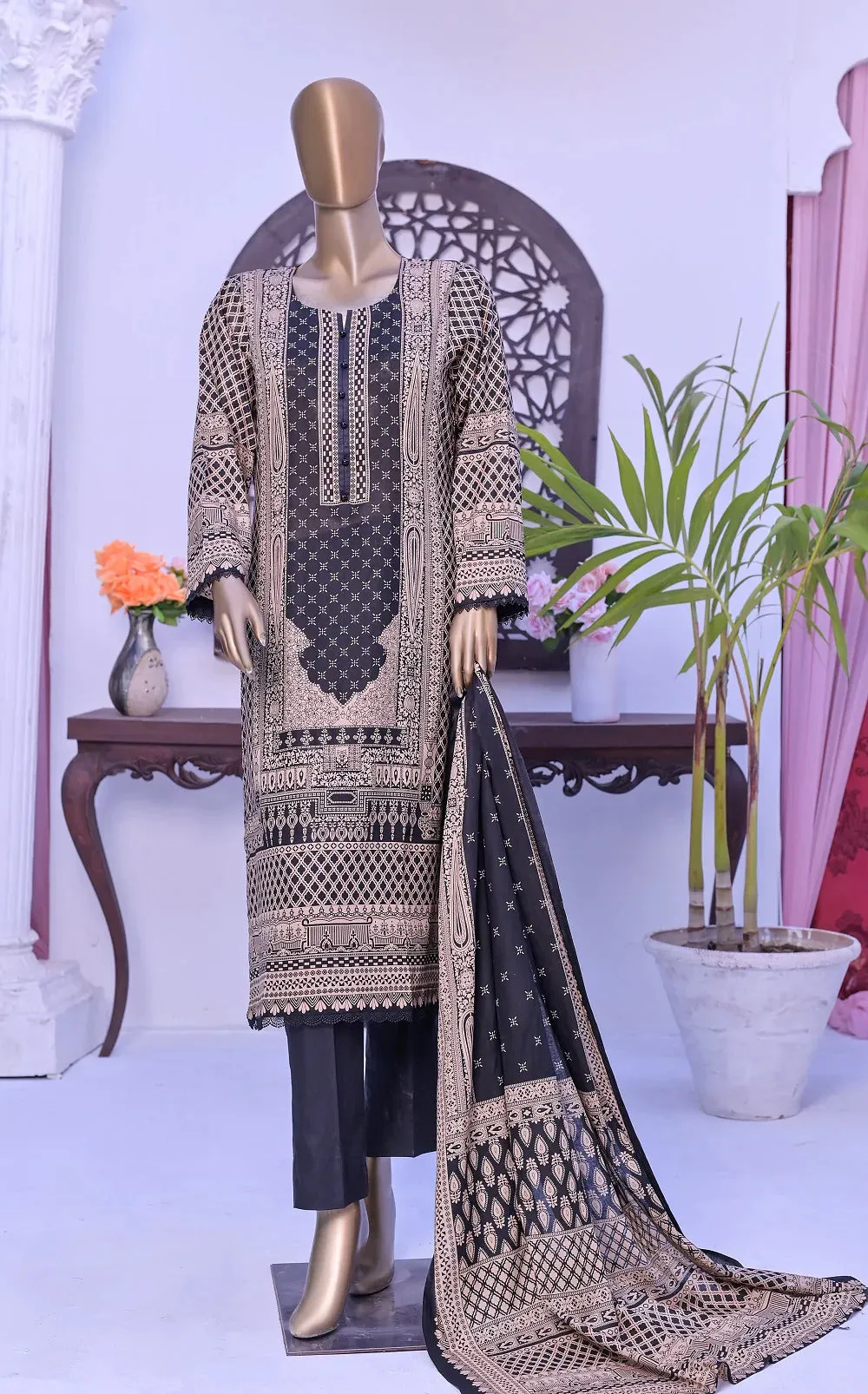 Monochrome by Amna Khadija Unstitched 3 Piece Black & White Lawn Collection'2022-BW-14
