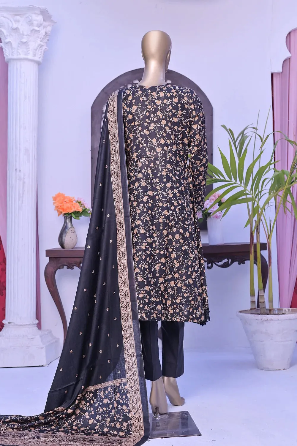 Monochrome by Amna Khadija Unstitched 3 Piece Black & White Lawn Collection'2022-BW-15