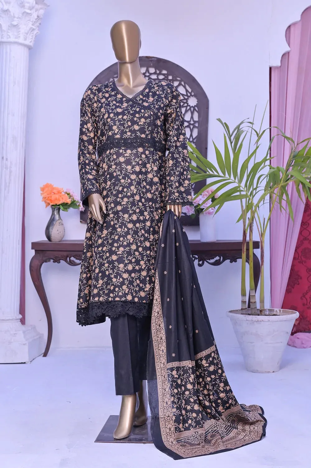 Monochrome by Amna Khadija Unstitched 3 Piece Black & White Lawn Collection'2022-BW-15