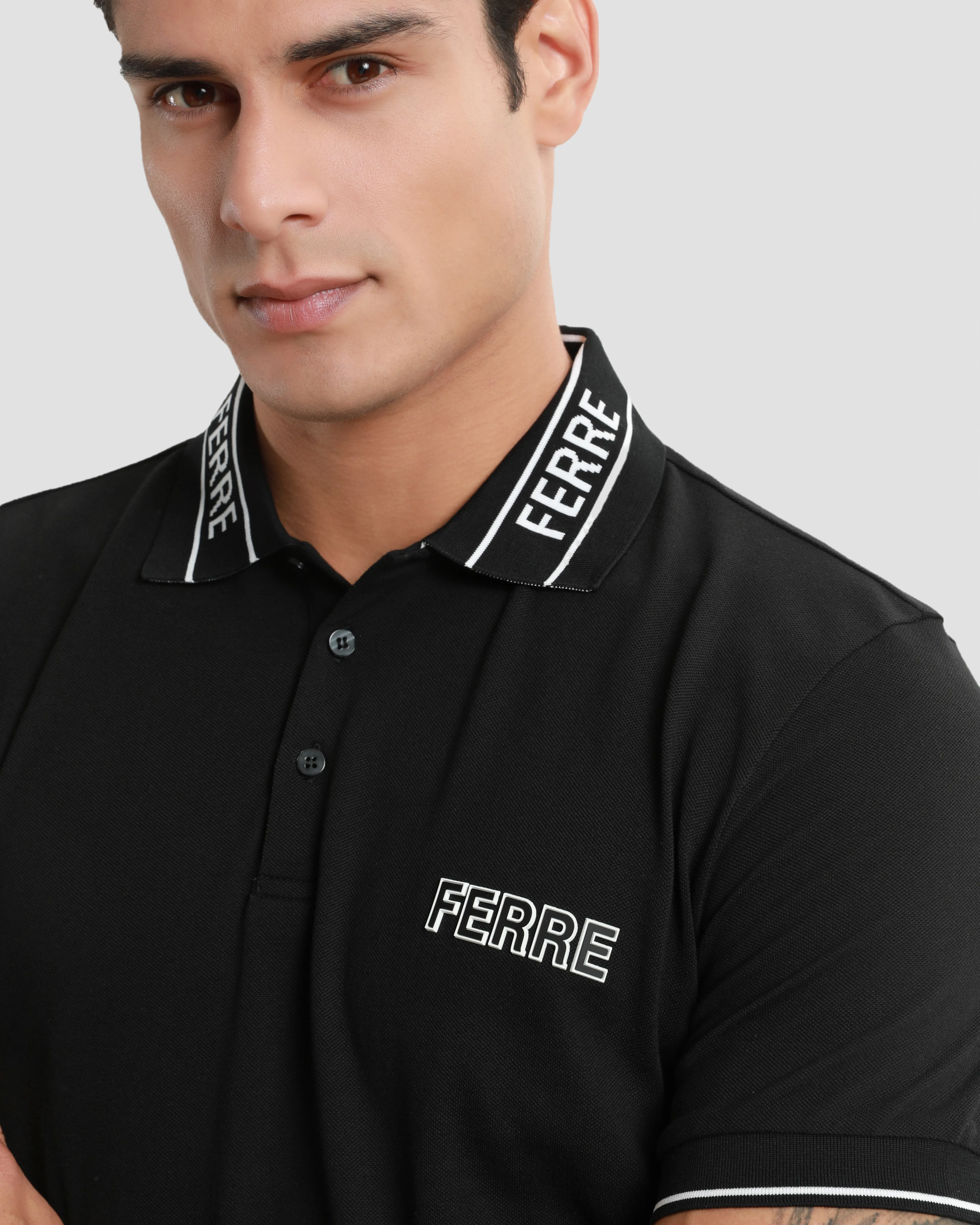 Monochrome Logo Embroidered Polo Shirt