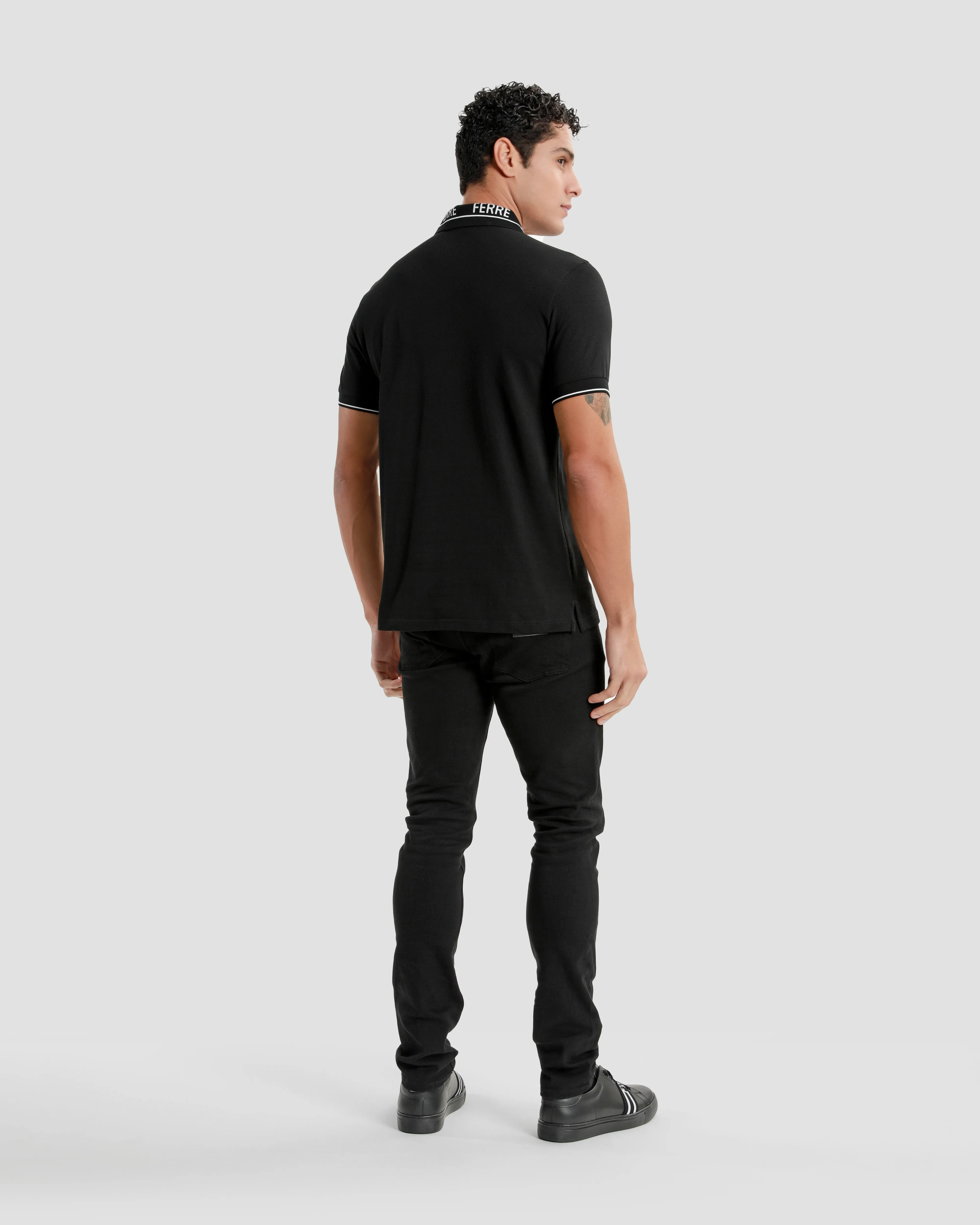 Monochrome Logo Embroidered Polo Shirt