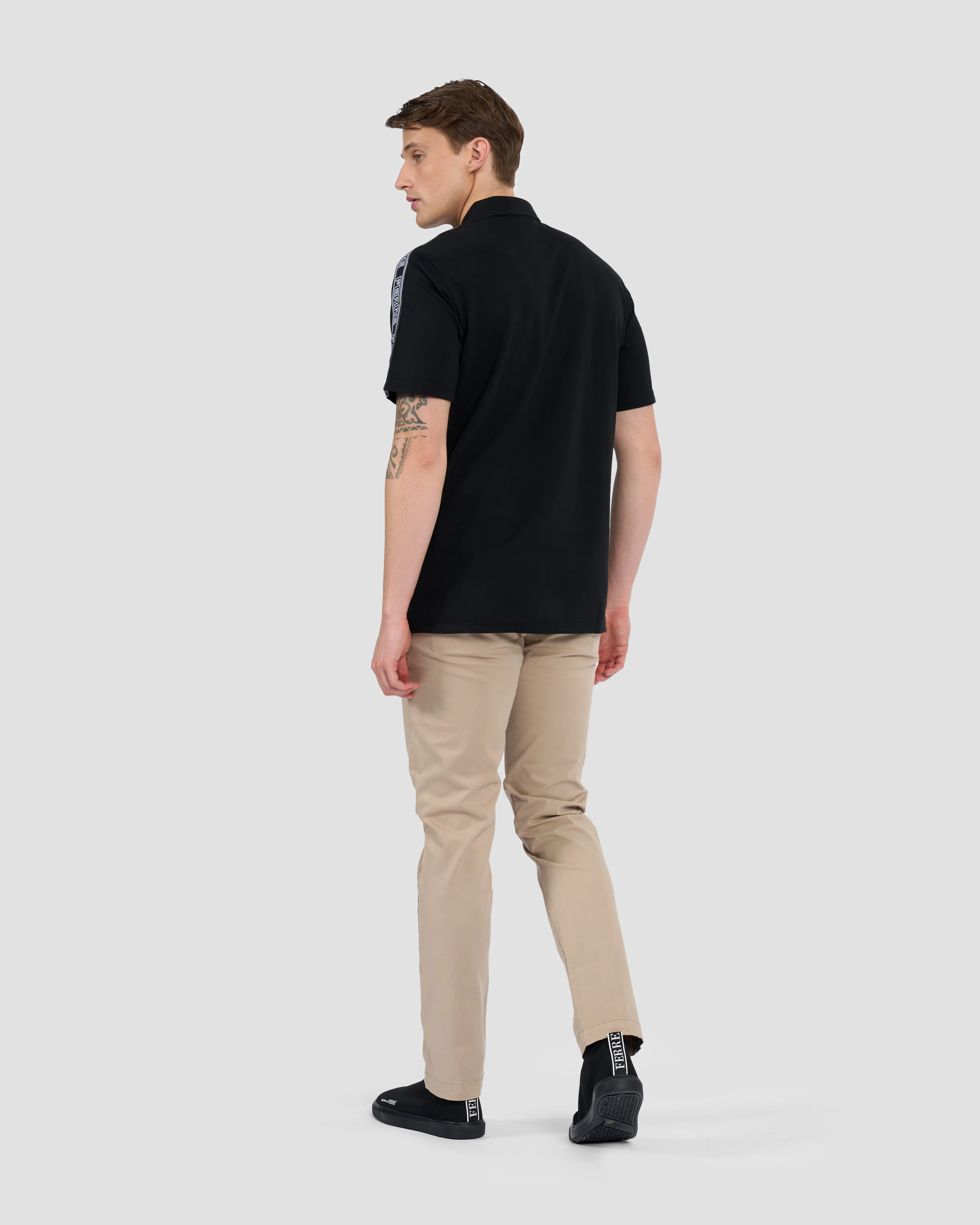 Monochrome Logo Taped Polo Shirt