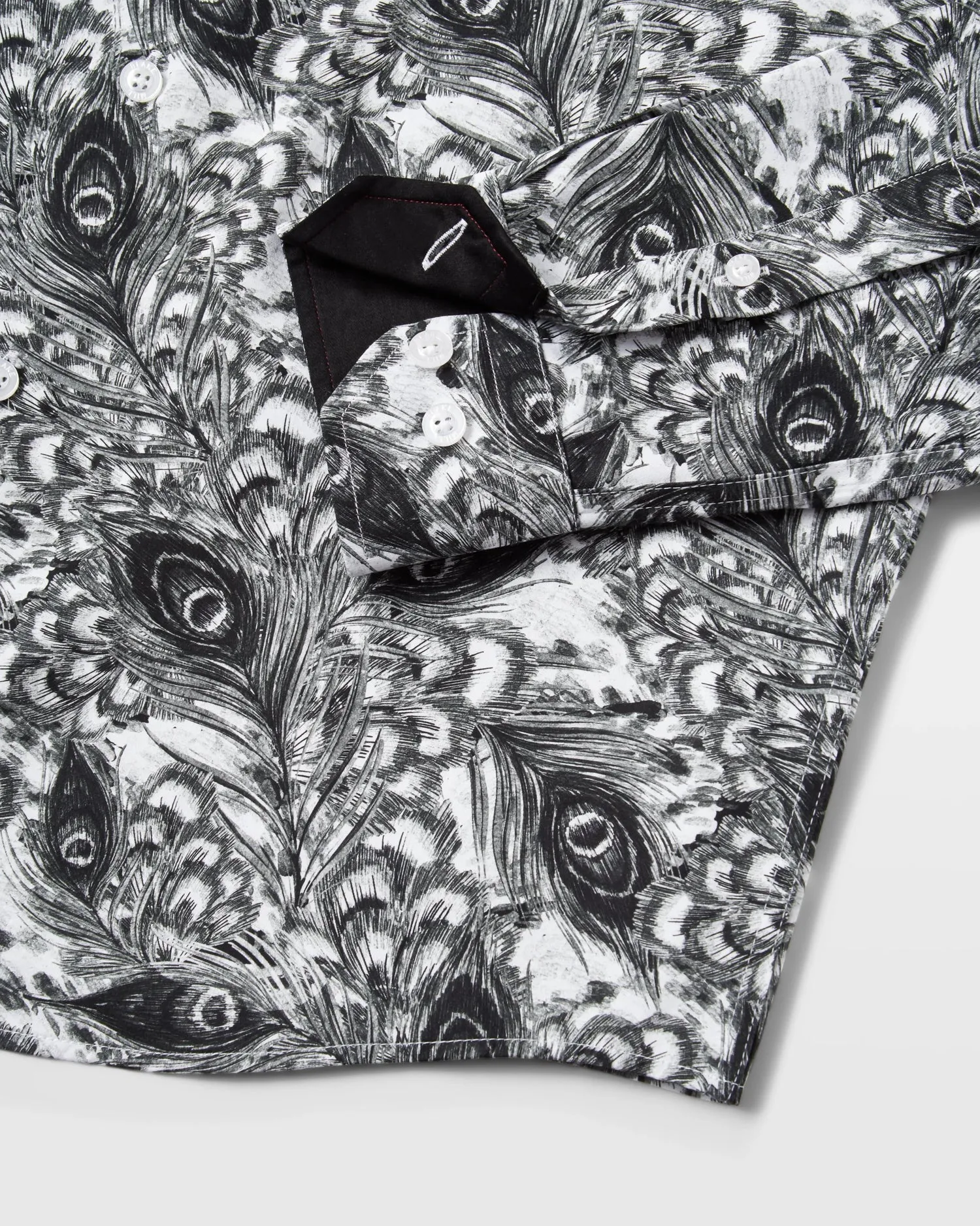 Monochrome Peacock Feathers Shirt