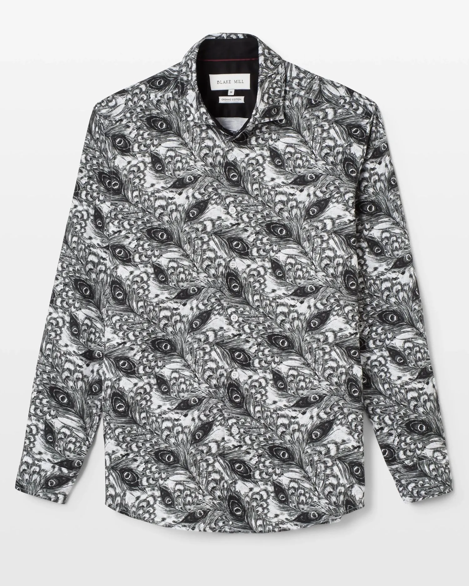 Monochrome Peacock Feathers Shirt