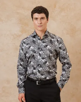 Monochrome Peacock Feathers Shirt