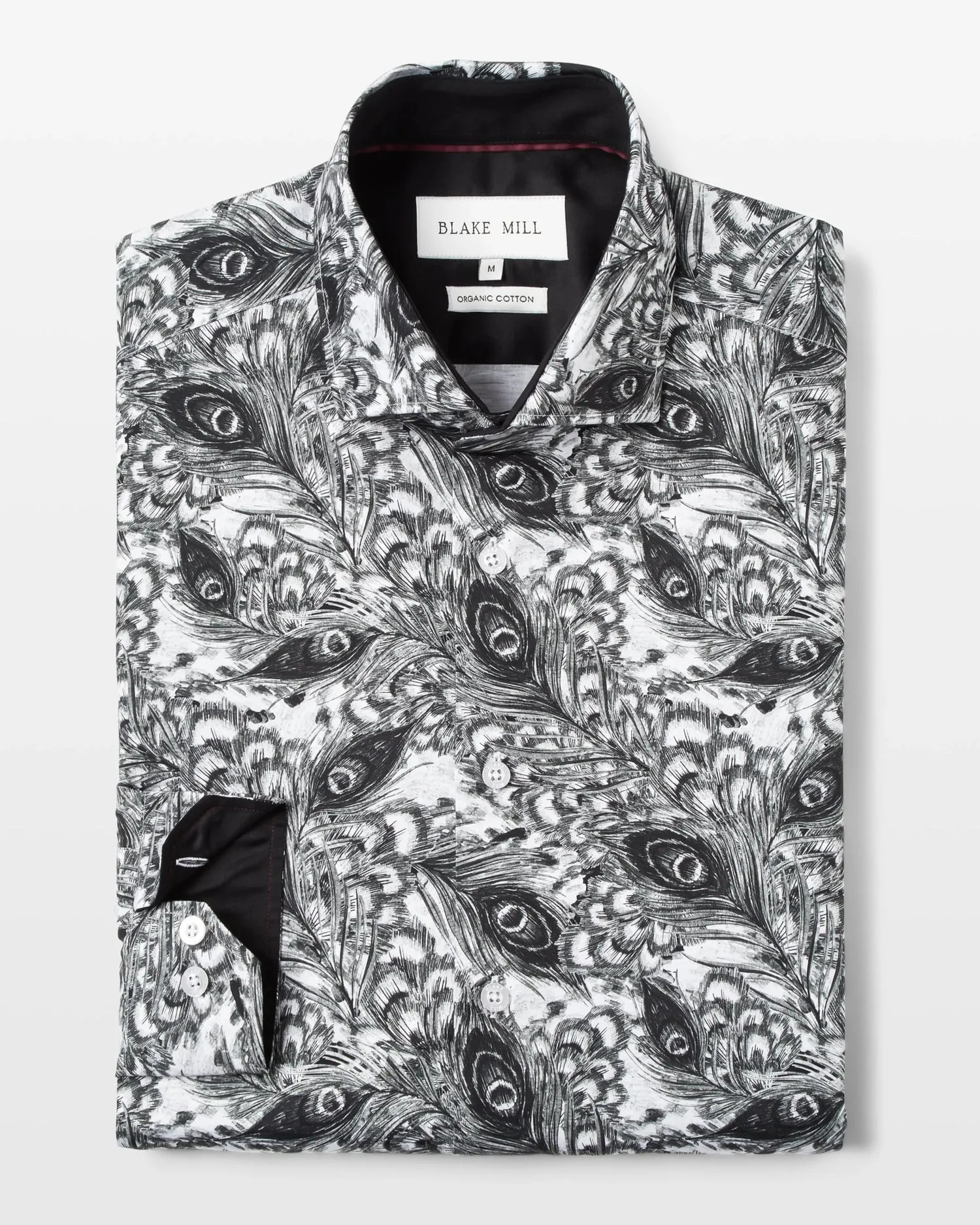 Monochrome Peacock Feathers Shirt