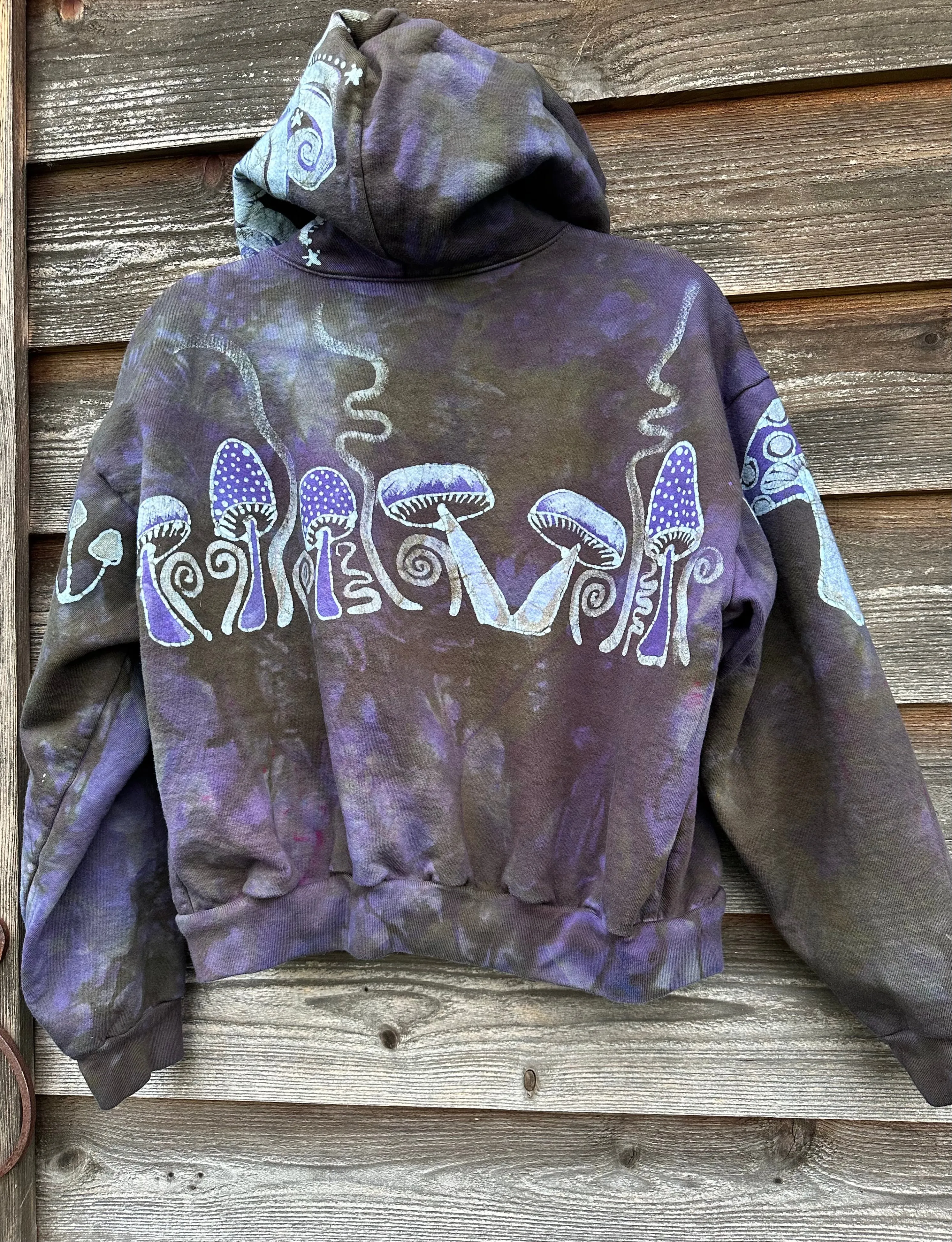 Mushroom Hunter Batik Hoodie - Purple Woodland