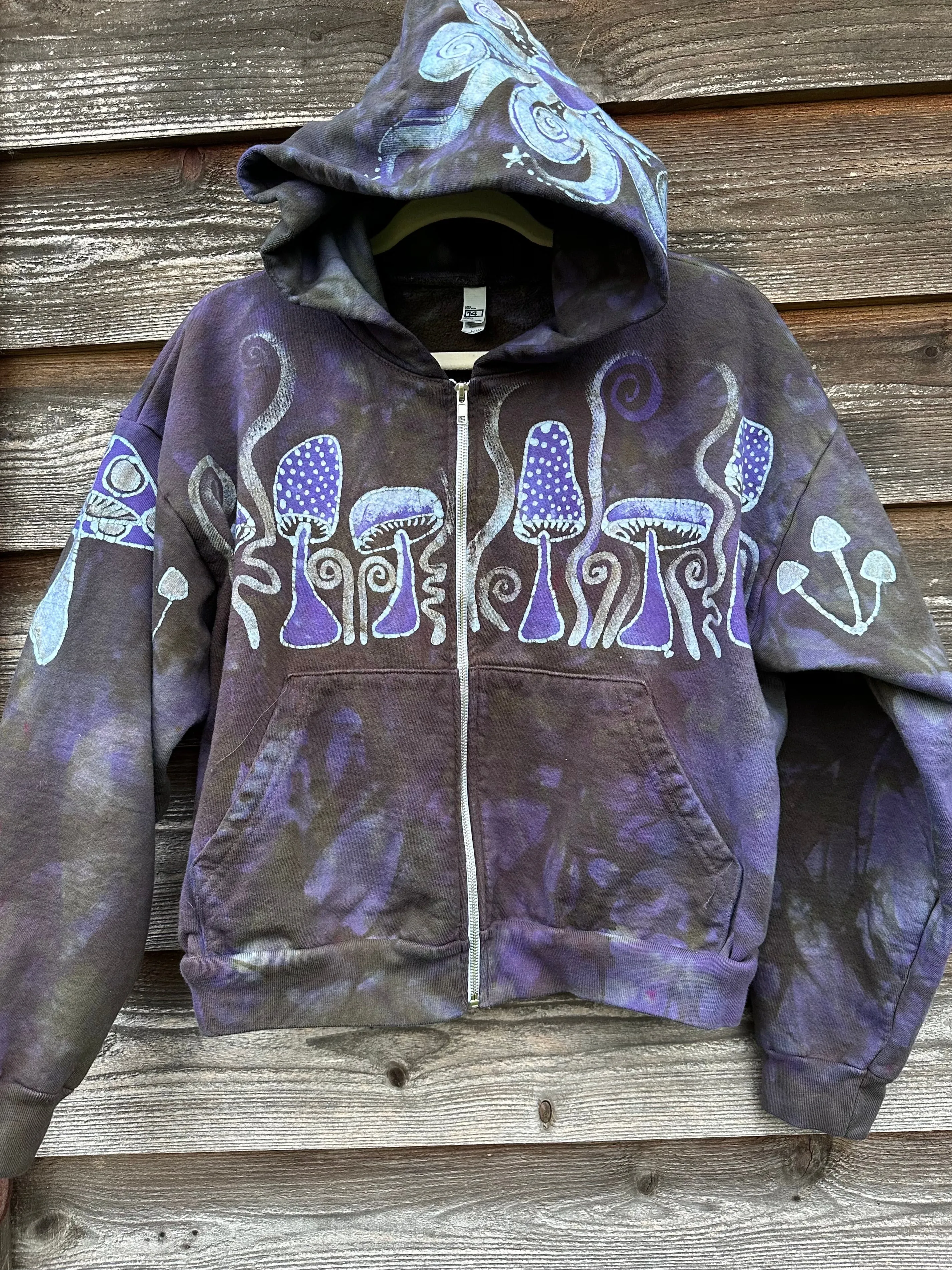 Mushroom Hunter Batik Hoodie - Purple Woodland
