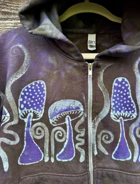 Mushroom Hunter Batik Hoodie - Purple Woodland